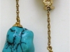 Gold and Turquoise Drop Earrings, circa 1960. signed-2